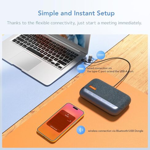 NUROUM A15 Bluetooth Conference Speaker and Microphone, Portable Wireless Speakerphone, 360° Voice Pickup w/Noise Reduction, Connect via Bluetooth/Dongle/USB-A/C to PC/Laptop/Mobile,Blue in Saudi Arabia