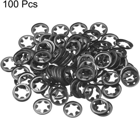 uxcell Internal Tooth Star Washers M4 x 12mm 65Mn Black Oxide Finish Push on Lock Washer Locking Clips Fastener 5 Points 100pcs in Saudi Arabia