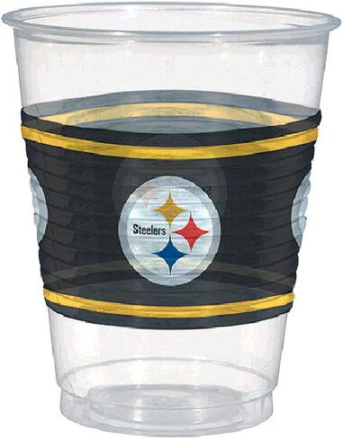 Pittsburgh Steelers Clear Plastic Cups (16 oz.) - 6 Packs of 25 - Perfect for Game Day Celebrations & Tailgating in Saudi Arabia