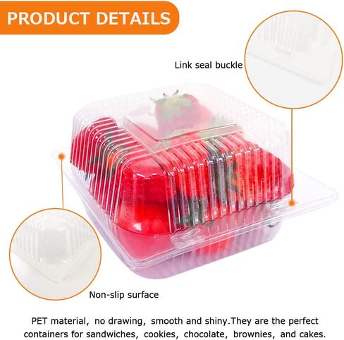 JIAFEI JOIE 200 PCS 5x5 Inch Plastic Clamshell Take Out Tray,Disposable Sturdy Hinged LoafContainers,to go containers 56XU016V07EL04QFI7OP 0 in Saudi Arabia