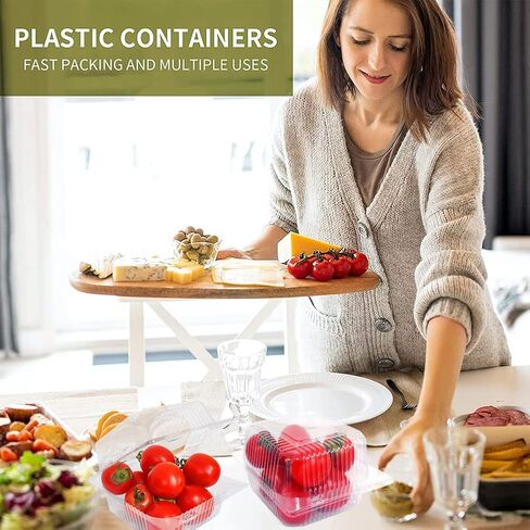 JIAFEI JOIE 200 PCS 5x5 Inch Plastic Clamshell Take Out Tray,Disposable Sturdy Hinged LoafContainers,to go containers 56XU016V07EL04QFI7OP 0 in Saudi Arabia