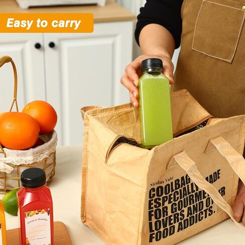 8 قطع من زجاجات العصير سعة 12 أونصة مع أغطية من سوبرليل، زجاجات عصير قابلة لإعادة الاستخدام، زجاجات عصارة بلاستيكية مع أغطية وملصقات وقمع وفرشاة للعصير والعصائر والحليب in Kuwait