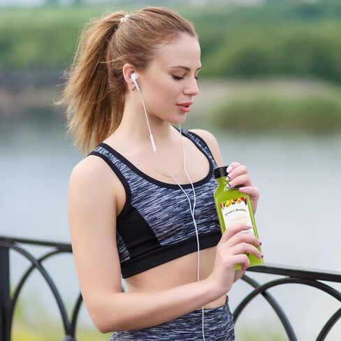 8 قطع من زجاجات العصير سعة 12 أونصة مع أغطية من سوبرليل، زجاجات عصير قابلة لإعادة الاستخدام، زجاجات عصارة بلاستيكية مع أغطية وملصقات وقمع وفرشاة للعصير والعصائر والحليب in Kuwait