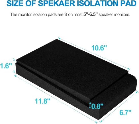 OUKMIC Studio Monitor Isolation Pad, High-Density Sound Acoustic Speaker Foam Pad for 5"-6.5" Bookshelf Speaker and Subwoofer in Studio Recording Home Theater - 2 Pack in Kuwait
