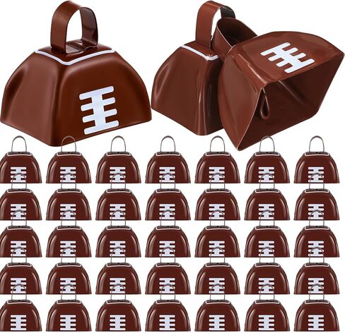 Landhoow 20 Pcs Football Cow Bells Noise Maker Metal Cowbell with Handle Novelty Hand Percussion Cowbells for Sporting Events Football Games Party Favors Football Supplies, 2.95 x 2.36 x 2.95 Inch in Kuwait