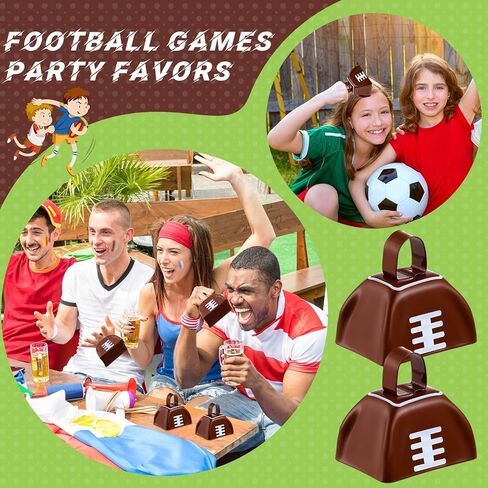 Landhoow 20 Pcs Football Cow Bells Noise Maker Metal Cowbell with Handle Novelty Hand Percussion Cowbells for Sporting Events Football Games Party Favors Football Supplies, 2.95 x 2.36 x 2.95 Inch in Kuwait