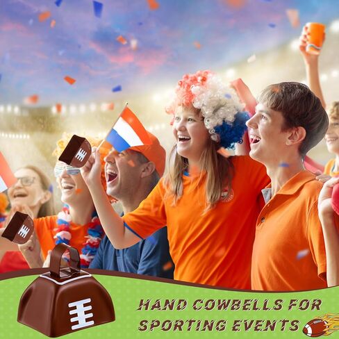 Landhoow 20 Pcs Football Cow Bells Noise Maker Metal Cowbell with Handle Novelty Hand Percussion Cowbells for Sporting Events Football Games Party Favors Football Supplies, 2.95 x 2.36 x 2.95 Inch in Kuwait