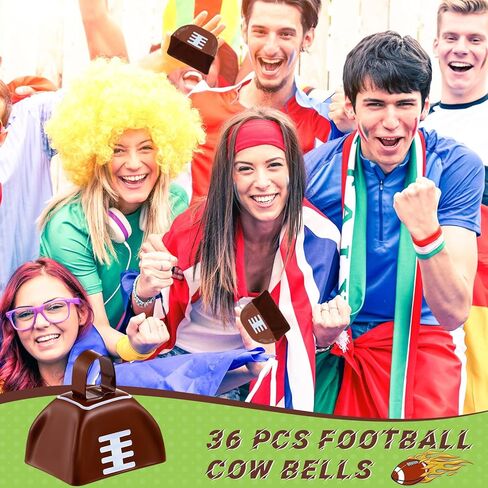 Landhoow 20 Pcs Football Cow Bells Noise Maker Metal Cowbell with Handle Novelty Hand Percussion Cowbells for Sporting Events Football Games Party Favors Football Supplies, 2.95 x 2.36 x 2.95 Inch in Kuwait