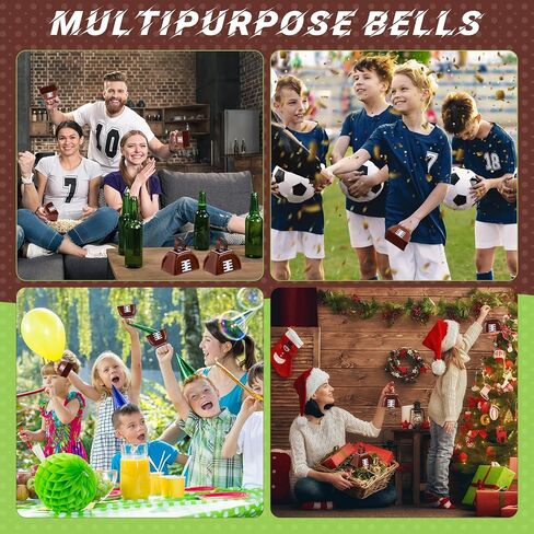Landhoow 20 Pcs Football Cow Bells Noise Maker Metal Cowbell with Handle Novelty Hand Percussion Cowbells for Sporting Events Football Games Party Favors Football Supplies, 2.95 x 2.36 x 2.95 Inch in Kuwait