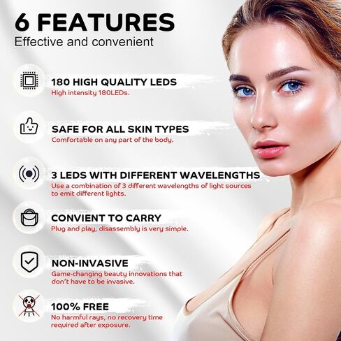 Red Light Therapy for Body, 180 LEDs Red and Blue Light Therapy Lamp with Tripod, 3-in-1 Chip Designed 415nm＆660nm＆850nm Infrared Light Therapy for Face in Saudi Arabia