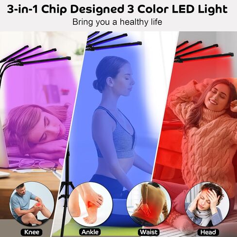 Red Light Therapy for Body, 180 LEDs Red and Blue Light Therapy Lamp with Tripod, 3-in-1 Chip Designed 415nm＆660nm＆850nm Infrared Light Therapy for Face in Saudi Arabia