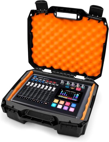 CASEMATIX Travel Case Compatible with Tascam Mixcast 4 Podcast Studio Mixer in Custom Foam - Fits Streaming Audio Recorder and Accessories with Orange Foam - Includes Case Only in Kuwait