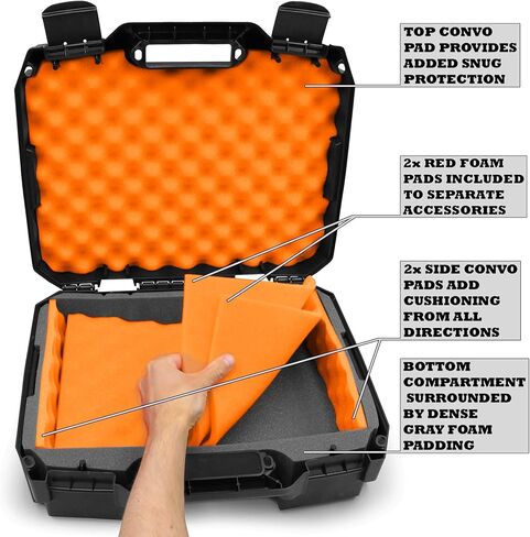 CASEMATIX Travel Case Compatible with Tascam Mixcast 4 Podcast Studio Mixer in Custom Foam - Fits Streaming Audio Recorder and Accessories with Orange Foam - Includes Case Only in Kuwait