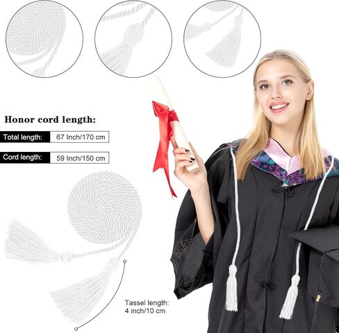 Graduation Cords, Cords for Graduation 2024, Graduation Honor Cords, Gold Graduation Cord, 67" Polyester Yarn Honor Cord with Tassel Graduation Ropes Cords for Bachelor Gown Master Doctoral Students in Kuwait