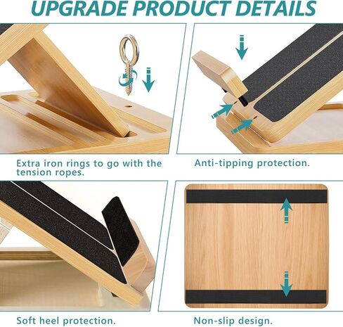 EVERRUSH Slant Board Wooden, Calf Stretcher Adjustable Incline Board for Foot Ankle Professional Squats Wedge Calf Stretch Board for Plantar Fasciitis, Achilles Stretcher, Pain Relief Exercise Rehab in Kuwait