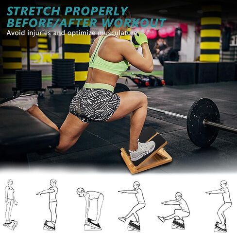 EVERRUSH Slant Board Wooden, Calf Stretcher Adjustable Incline Board for Foot Ankle Professional Squats Wedge Calf Stretch Board for Plantar Fasciitis, Achilles Stretcher, Pain Relief Exercise Rehab in Kuwait