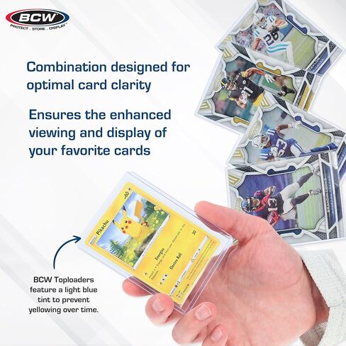 BCW Card Sleeve and Toploader Combo Pack | Premium Rigid PVC Toploaders and Acid-Free Polypropylene Penny Sleeves | Great for Football, Baseball, Magic The Gathering, Pokemon (100 Count) in Kuwait
