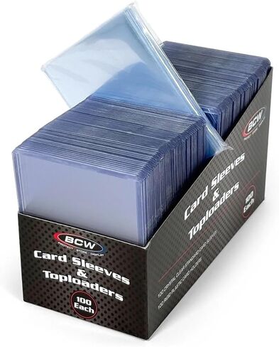 BCW Card Sleeve and Toploader Combo Pack | Premium Rigid PVC Toploaders and Acid-Free Polypropylene Penny Sleeves | Great for Football, Baseball, Magic The Gathering, Pokemon (100 Count) in Kuwait