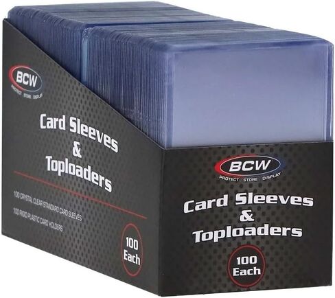 BCW Card Sleeve and Toploader Combo Pack | Premium Rigid PVC Toploaders and Acid-Free Polypropylene Penny Sleeves | Great for Football, Baseball, Magic The Gathering, Pokemon (100 Count) in Kuwait