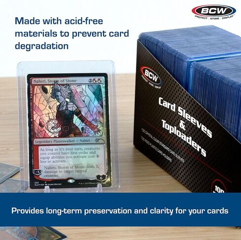 BCW Card Sleeve and Toploader Combo Pack | Premium Rigid PVC Toploaders and Acid-Free Polypropylene Penny Sleeves | Great for Football, Baseball, Magic The Gathering, Pokemon (100 Count) in Kuwait