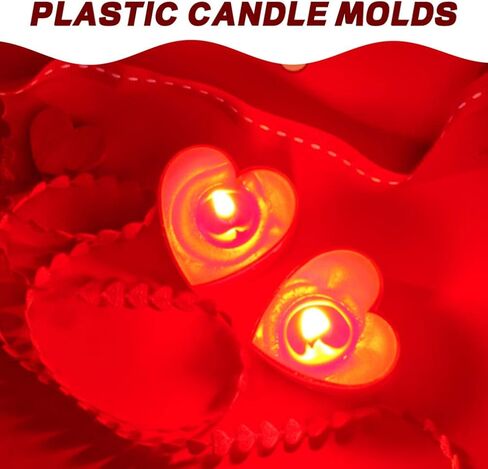 HEMOTON Tea Light Candle Cups,120pcs Valentines Day Heart Shape Clear Polycarbonate Plastic Empty TeaLight Mold Tin Container with TeaLight Candle Wicks in Saudi Arabia