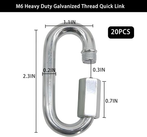 موصل سلسلة ربط سريع، حلقة تسلق لولبية، 1/4 بوصة حلقة تسلق سريعة، خيط مجلفن بيضاوي عالي التحمل، أجهزة ربط سريعة لمقطورة السلامة، والتأرجح، والأراجيح، والكابلات، والتخييم in Kuwait