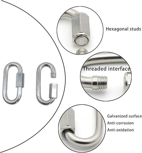 موصل سلسلة ربط سريع، حلقة تسلق لولبية، 1/4 بوصة حلقة تسلق سريعة، خيط مجلفن بيضاوي عالي التحمل، أجهزة ربط سريعة لمقطورة السلامة، والتأرجح، والأراجيح، والكابلات، والتخييم in Kuwait