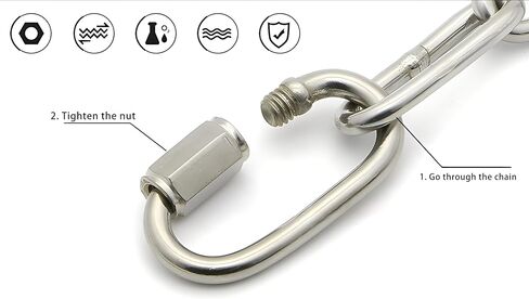 موصل سلسلة ربط سريع، حلقة تسلق لولبية، 1/4 بوصة حلقة تسلق سريعة، خيط مجلفن بيضاوي عالي التحمل، أجهزة ربط سريعة لمقطورة السلامة، والتأرجح، والأراجيح، والكابلات، والتخييم in Kuwait