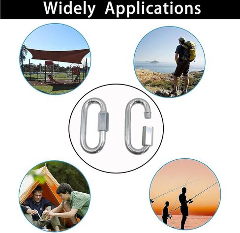 موصل سلسلة ربط سريع، حلقة تسلق لولبية، 1/4 بوصة حلقة تسلق سريعة، خيط مجلفن بيضاوي عالي التحمل، أجهزة ربط سريعة لمقطورة السلامة، والتأرجح، والأراجيح، والكابلات، والتخييم in Kuwait