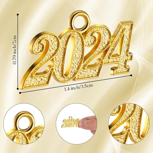Inbagi 16 Pieces 2024 Graduation Tassel Charm Gold Jewelry 2024 Year Charm for Graduation Tassel Graduation Hat Necklace Pendant Accessory DIY Making in Saudi Arabia