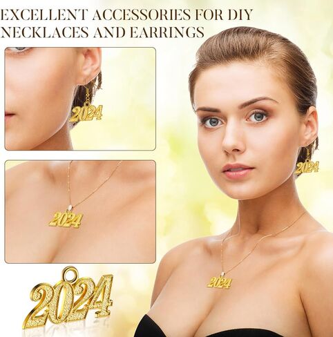 Inbagi 16 Pieces 2024 Graduation Tassel Charm Gold Jewelry 2024 Year Charm for Graduation Tassel Graduation Hat Necklace Pendant Accessory DIY Making in Saudi Arabia