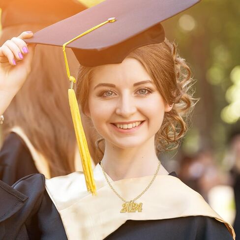 Inbagi 16 Pieces 2024 Graduation Tassel Charm Gold Jewelry 2024 Year Charm for Graduation Tassel Graduation Hat Necklace Pendant Accessory DIY Making in Saudi Arabia