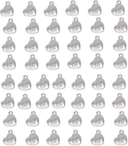 YYaaloa Mini Love Heart "Mom" Pack of 40 DIY Charms Pendant for Crafting, Jewelry Making Accessory in Saudi Arabia