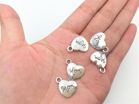 YYaaloa Mini Love Heart "Mom" Pack of 40 DIY Charms Pendant for Crafting, Jewelry Making Accessory in Saudi Arabia