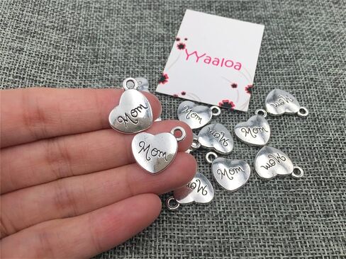 YYaaloa Mini Love Heart "Mom" Pack of 40 DIY Charms Pendant for Crafting, Jewelry Making Accessory in Saudi Arabia