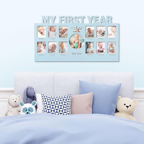 إطار صور Briwooody مقاس 60.96 × 40.64 سم، إطار صور كبير للغاية لعمري الأول لمدة 12 شهرًا، إطار صور تذكاري للأطفال حديثي الولادة، إطار صور شهري للطفل حديث الولادة، ذكرى عيد ميلاد الأم الجديدة، هدية عيد الأم (أزرق) in Kuwait