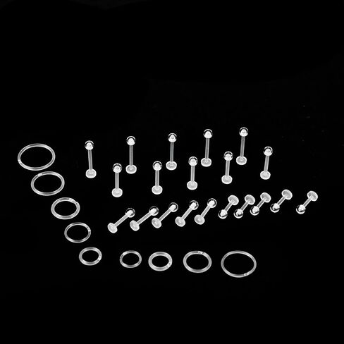 Clear Piercing Retainer Flexible Lip Studs Ear Nose Septum Eyebrow Cartilage Tragus Helix Earrings Acrylic Septum Rings Piercing Retainer Hoop 20g 18g 16g Clear Retainer for Work Surgery in Saudi Arabia