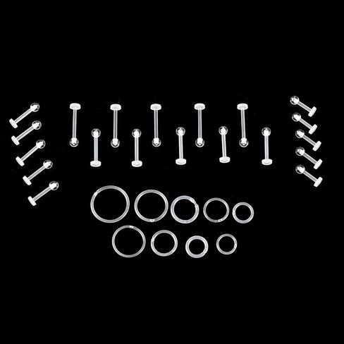 Clear Piercing Retainer Flexible Lip Studs Ear Nose Septum Eyebrow Cartilage Tragus Helix Earrings Acrylic Septum Rings Piercing Retainer Hoop 20g 18g 16g Clear Retainer for Work Surgery in Saudi Arabia
