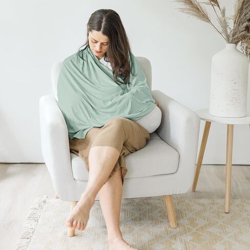 أغطية رضاعة من ميرمور للرضاعة الطبيعية، أغطية رضاعة ناعمة ومسامية للخصوصية، معطف رضاعة كامل 360 درجة للطفل والأم مع خط عنق قابل للإزالة (وردي) in Kuwait