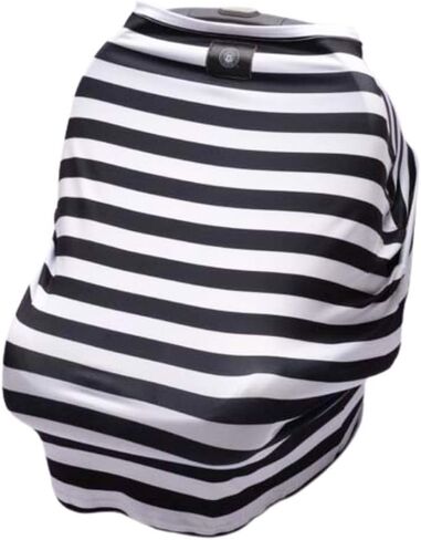 The Mother Cover - Breastfeeding Cover, Nursing Privacy, Car Seat Shade Wind Dampener, Swing or Cart Barrier, Perfect Nursing Companion (Black & White Stripe) in Saudi Arabia