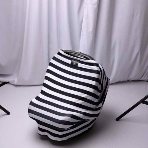The Mother Cover - Breastfeeding Cover, Nursing Privacy, Car Seat Shade Wind Dampener, Swing or Cart Barrier, Perfect Nursing Companion (Black & White Stripe) in Saudi Arabia