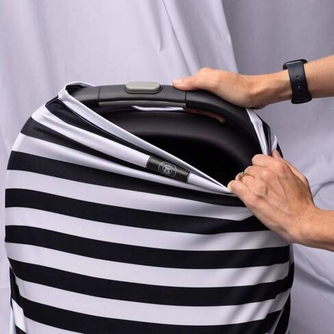 The Mother Cover - Breastfeeding Cover, Nursing Privacy, Car Seat Shade Wind Dampener, Swing or Cart Barrier, Perfect Nursing Companion (Black & White Stripe) in Saudi Arabia