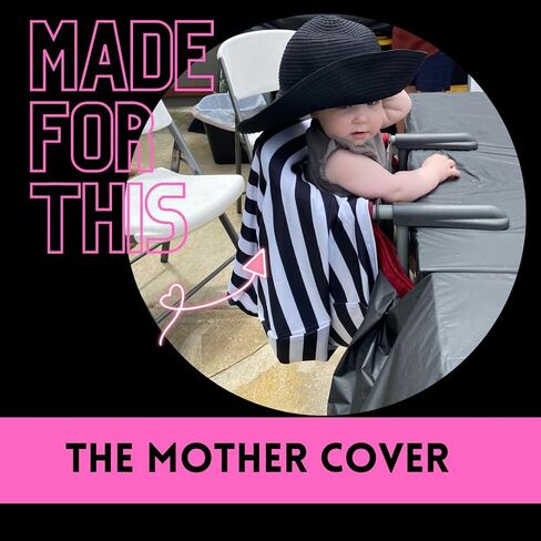 The Mother Cover - Breastfeeding Cover, Nursing Privacy, Car Seat Shade Wind Dampener, Swing or Cart Barrier, Perfect Nursing Companion (Black & White Stripe) in Saudi Arabia