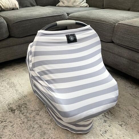 The Mother Cover - Breastfeeding Cover, Nursing Privacy, Car Seat Shade Wind Dampener, Swing or Cart Barrier, Perfect Nursing Companion (Black & White Stripe) in Saudi Arabia