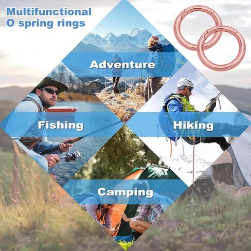 BieFuDan 20 قطعة من حلقات الزنبرك الزناد، حلقة سلسلة مفاتيح على شكل حرف O، مشبك حلقة تسلق ذهبية شاحبة، حلقة تسلق دائرية بمشبك حلقة مفاتيح، 5 مقاسات متعددة الأغراض لإبزيم حلقات المفاتيح، والحقائب، والمحافظ، وحقيبة اليد in Kuwait