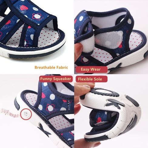 صنادل OAISNIT للأطفال الأولاد والبنات الصيفية للرضع أحذية خفيفة الوزن وغير قابلة للانزلاق للأطفال الصغار (12-18 شهرًا، أزرق كحلي) in Kuwait