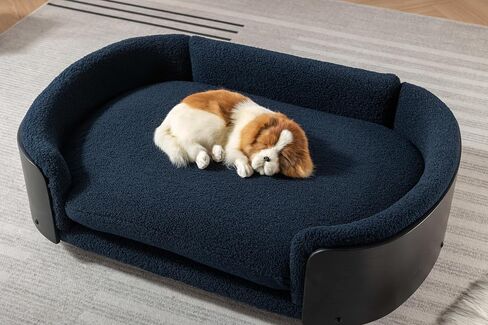 YESUNEED Dog Bed Pet Sofa for Large Small Medium Pets Scandinavian Style Elevated Pet Cat Sofa Couch with Solid Wood Legs and Black Bent Wood Back, Cashmere Cushion, Large Size in Saudi Arabia