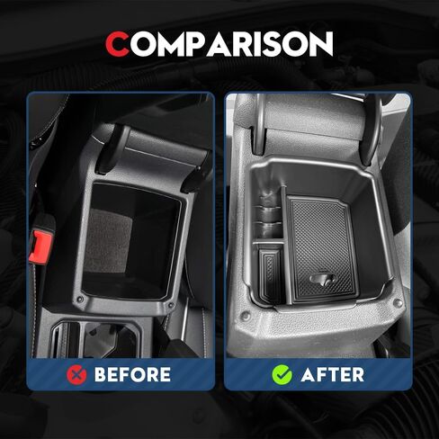 ملحقات السيارة لوحدة التحكم المركزية من VEHICODE لسيارة Volkswagen VW Tiguan 2018-2024 2021 2020 2019، Taos 2022-2023، صندوق تخزين مسند الذراع الأوسط، حاوية منظمة in Kuwait