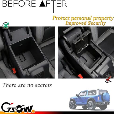 GSOWO Center Console Box Safe for 2021 2022 2023 2024 Ford Bronco, [with 3-Digit Combo] Lock Box Security Storage Organizer, Armrest Vault Safe Lockbox Car Accessories in Saudi Arabia
