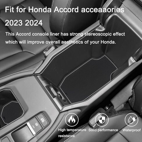حامل أكواب SENSHINE لملحقات Honda Accord 2023 2024 بطانة وحدة التحكم المركزية وجيب الباب غير قابل للانزلاق ومضاد للغبار، مجموعة داخلية ممتازة 16 قطعة (زخرفة رمادية) in Kuwait